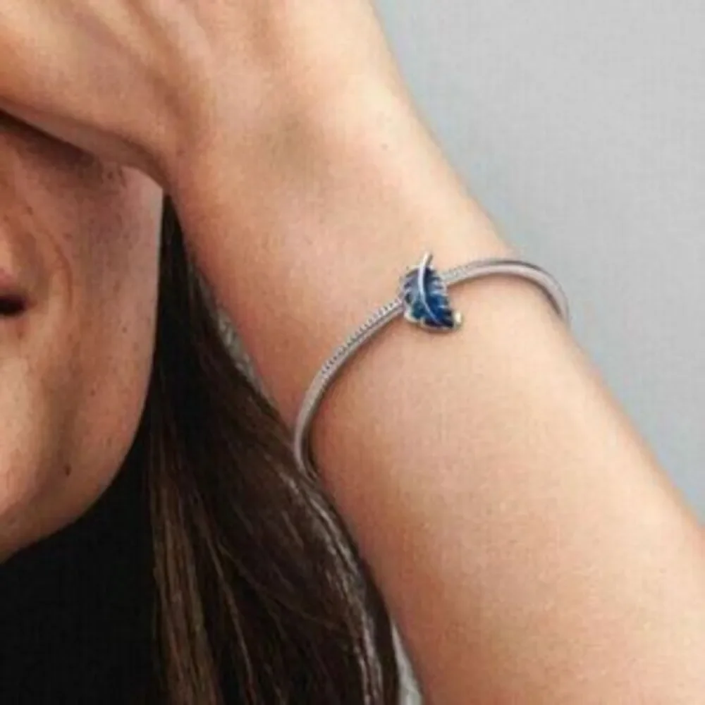 Pandora Blue Curved Feather Charm